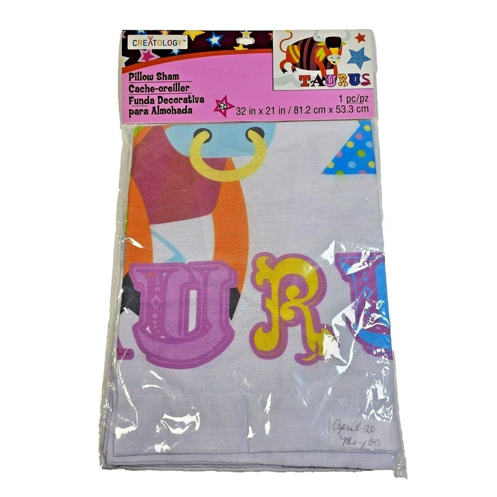 Creatology TAURUS Astrology Sign Pillow Sham NEW SEALED 32x21" Pillowcase